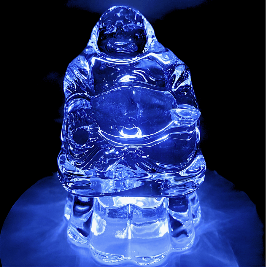 Kristalglas Chinese Geluksboeddha op Lotus – 8 cm