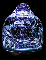 Kristalglas Happy Boeddha met Yuni-goudbaar - 8,5 cm