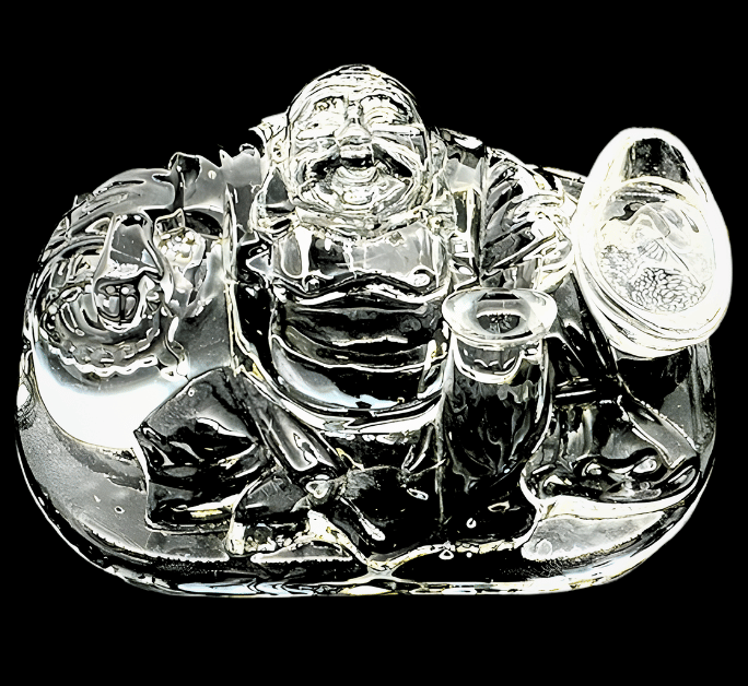 Kristallen Boeddha met goudklompje - 7.5 cm