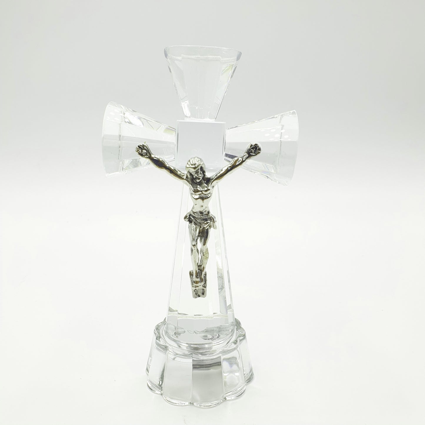 Kristallen Kruis en Jezus 14cm