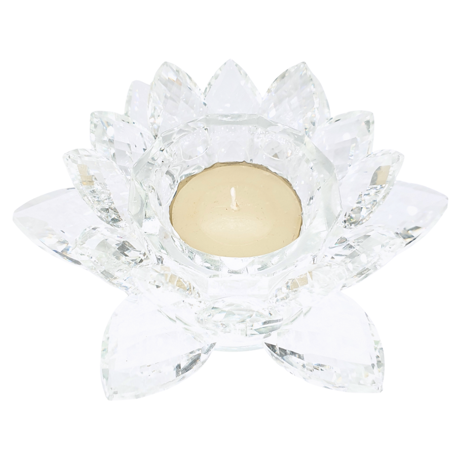 Kristallen lotus theelichthouder 11 cm