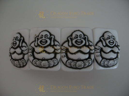 Lachende Boeddha armband II Wit