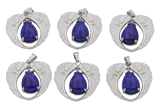 Lapis Lazuli Engelsflügel-Anhänger aus Edelstein (Set met 6 Stück)