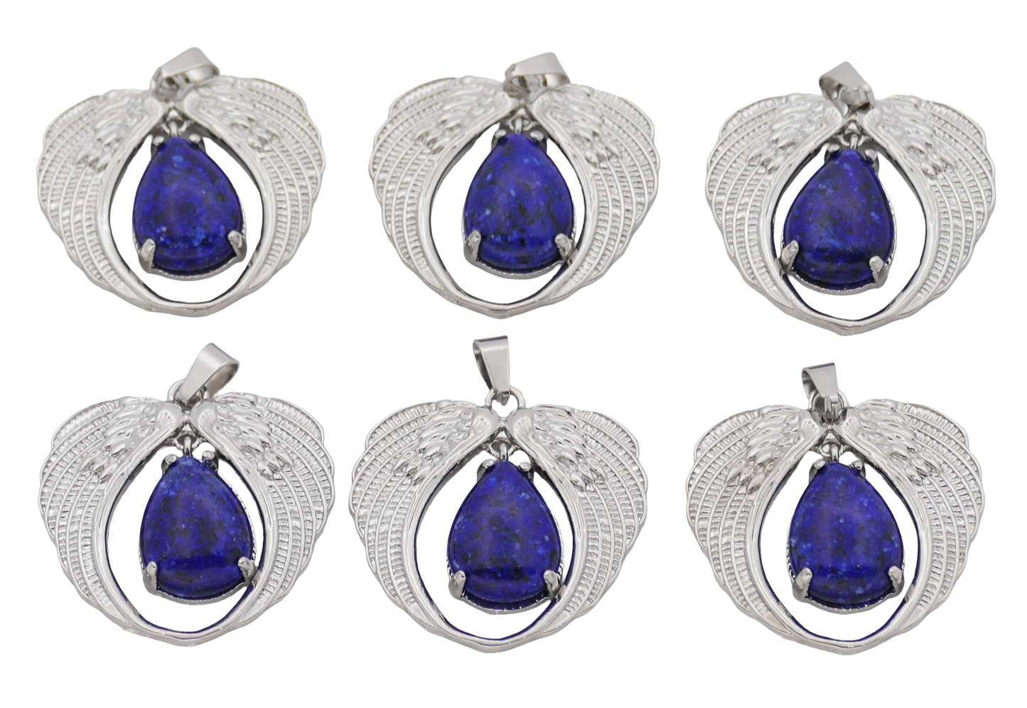 Lapis Lazuli Hanger met Engelenvleugels (Set van 6 Stuks)
