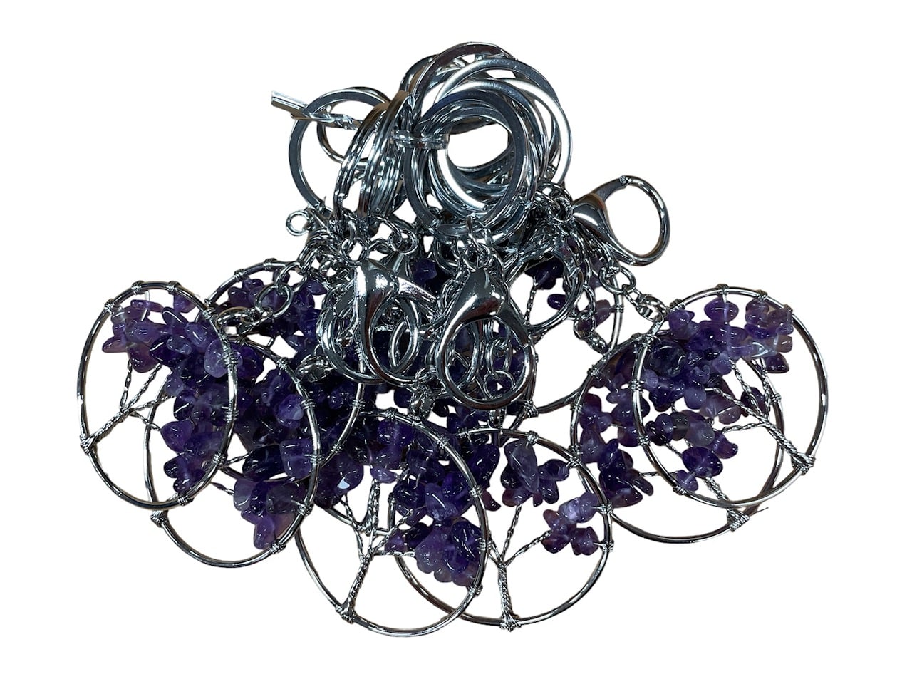 Lebensbaum-Schlüsselanhänger met Amethist-Edelsteinen
