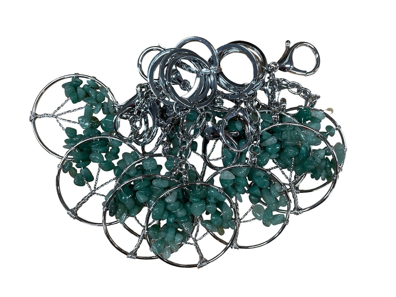 Lebensbaum-Schlüsselanhänger met Aventurijn-Edelsteinen