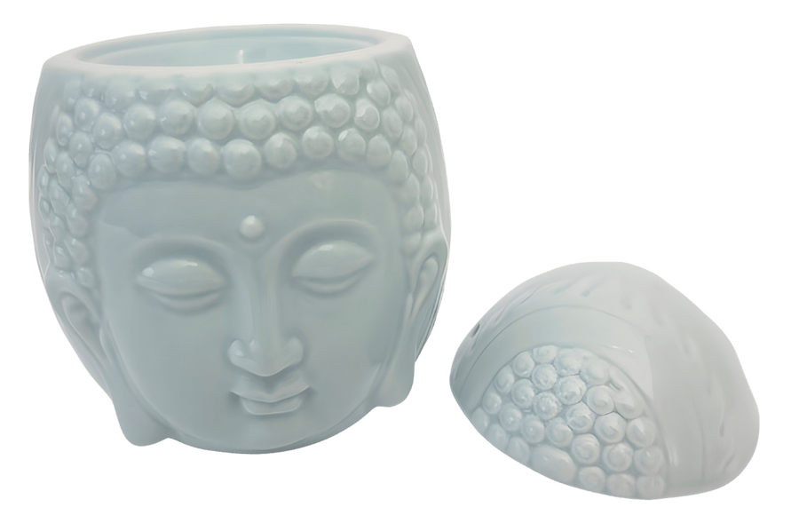 Keramische Boeddha Hoofd Oliebrander Lichtblauw (Luxe)