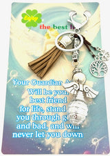 Lichtbruine "LUCK" Angel Sleutelhanger met Tassel