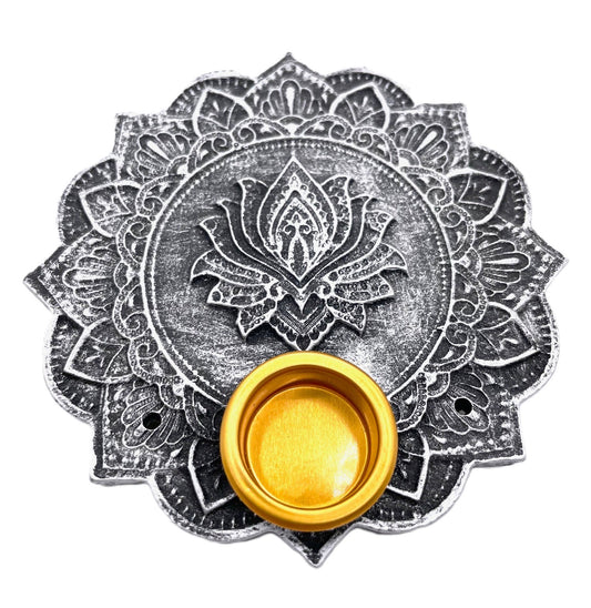 Zilver Lotus Wierookhouder voor Stokjes &amp; Kegels Set (6 stuks)