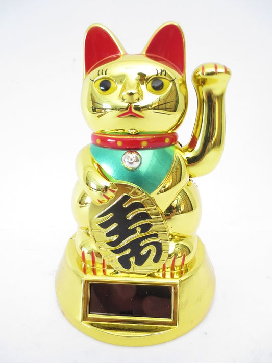 Lucky Cat Solarlamp Goud (middel)