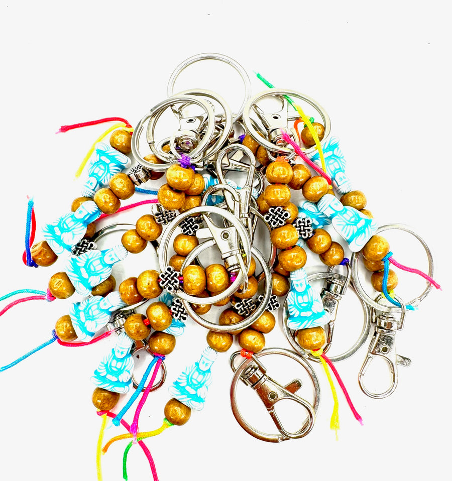 Lucky Meditation Boeddha Sleutelhangers - Blauw 12 stuks