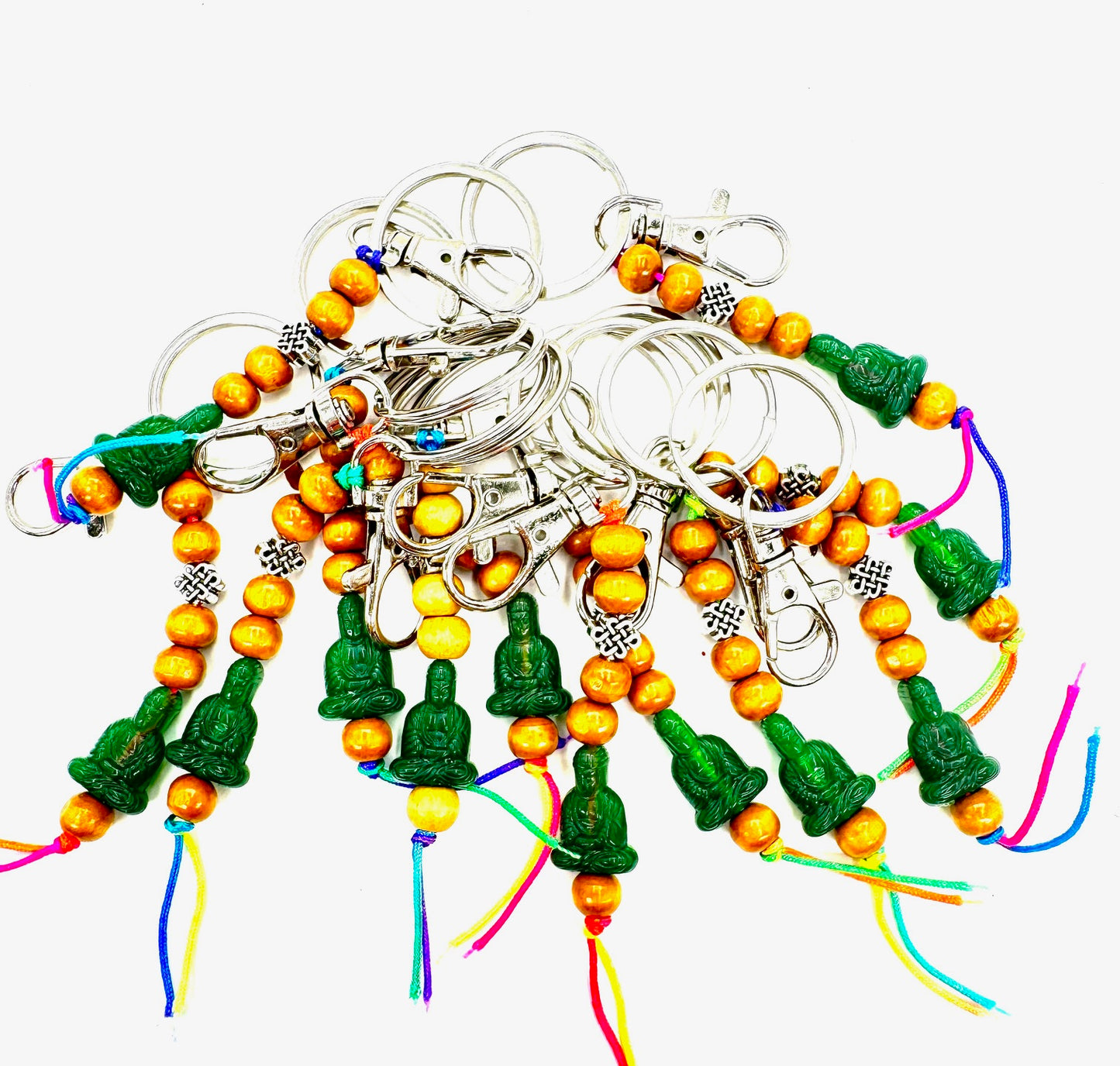 Lucky Meditation Boeddha Sleutelhangers - Groen 12 stuks