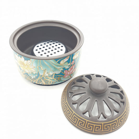 Luxe Resin Brander  - Goud/Groen met lotus