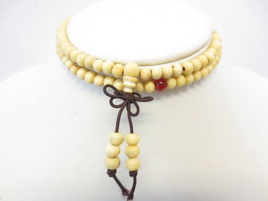 Mala Gebedsketting crème Sandalhout 6mm