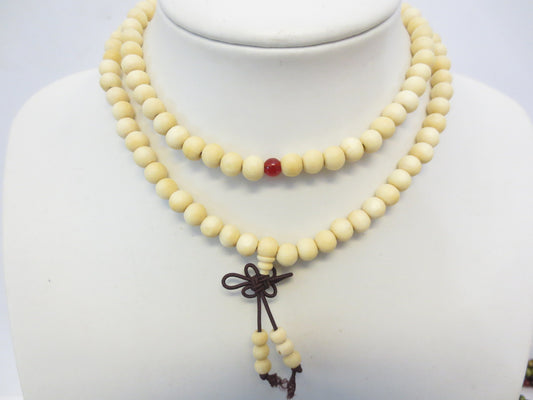 Mala Gebedsketting crème Sandalhout 8mm