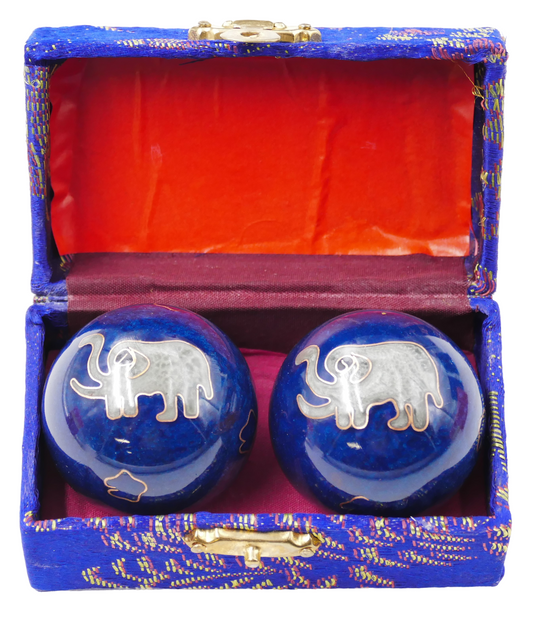 Meridiankugeln blauw met Elefant - 4 cm