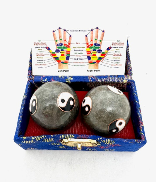 Meridiankugeln Grau met 6 Yin Yang - 3,5 cm