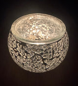 Mozaïek Glazen Theelichthouders - Zilver Grijs