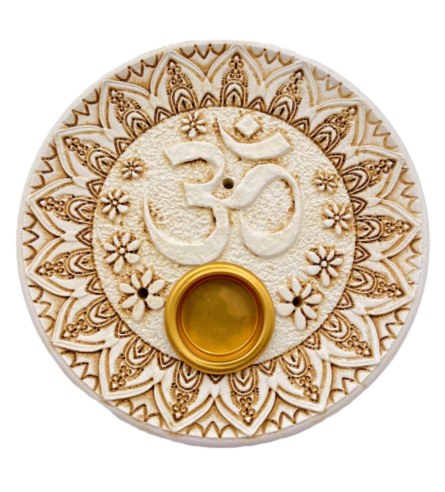 Witte Ohm Wierookhouder voor Stokjes &amp; Kegels