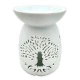Oliebrander Wit Levensboom met Vogels 13 cm (groot)