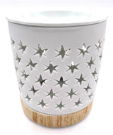 Keramische oliebrander sterren wit