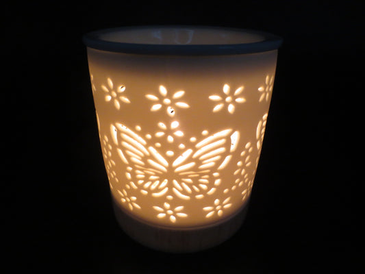 Keramische oliebrander vlinders wit