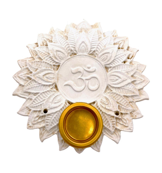 Witte Ohm Lotus Wierookhouder voor Stokjes &amp; Kegels Set (6 stuks)
