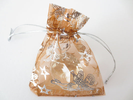 Organza Zakjes Engelen Bruin - 10cm x 15cm