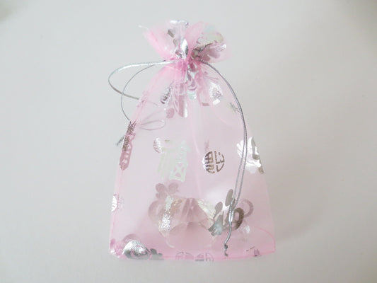 Organza Zakjes Geluk ''Fu'' Roze - 13cm x 20cm