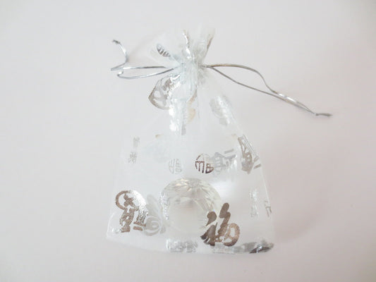 Organza Zakjes Geluk ''Fu'' Wit - 13cm x 20cm