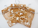 Organza Zakjes Hartjes Bruin - 13cm x 20cm