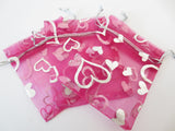 Organza Zakjes Hartjes Fuchsia - 10cm x 15cm