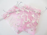 Organza Zakjes Hartjes Roze - 10cm x 15cm