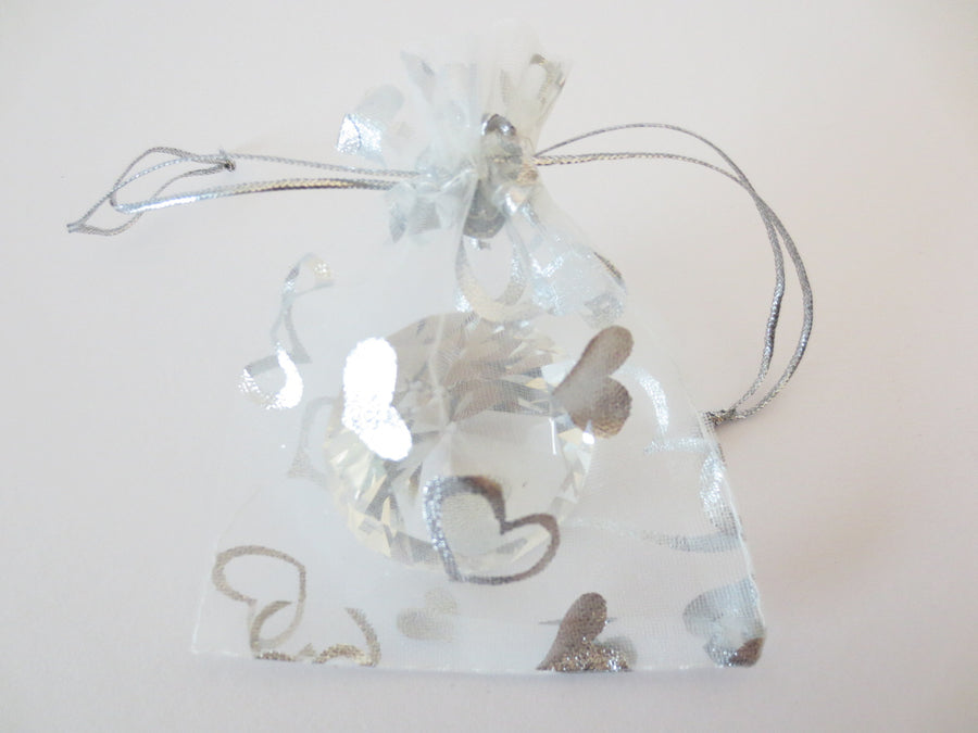 Organza Zakjes Hartjes Wit - 13cm x 20cm