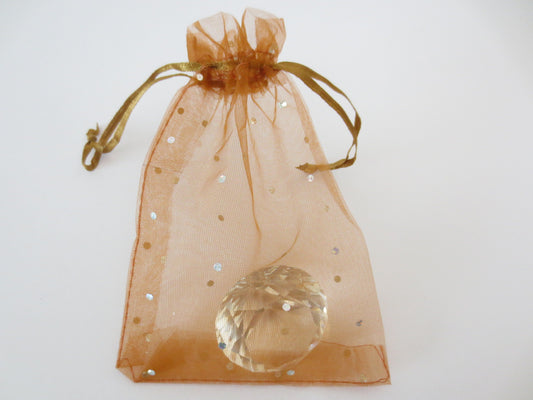 Organza Zakjes Stippeltje Bruin - 13cm 20cm