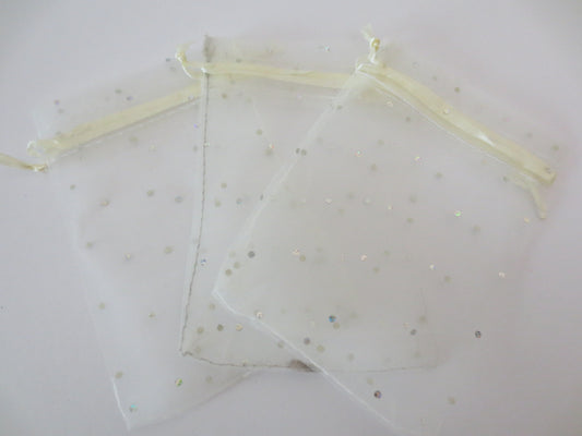 Organza Zakjes Stippeltje Wit - 13cm x 20cm