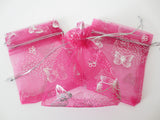 Organza zakjes vlinder Fuchsia - 10cm x 15cm