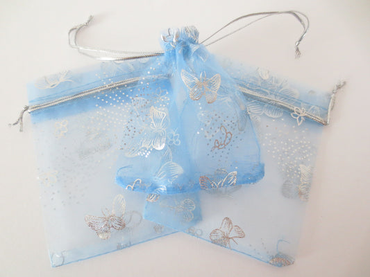 Organza zakjes vlinder Licht Blauw - 13cm x 20cm