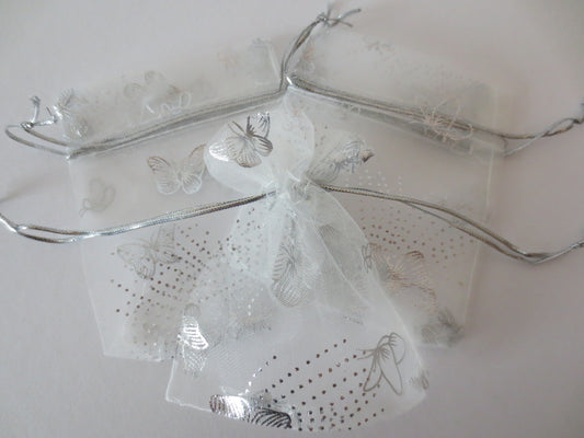 Organza zakjes vlinder Wit - 13cm x 20cm