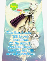 Paarse "LUCK" Angel Sleutelhanger met Tassel