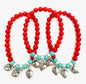 Rode Koraalkralen met Armband en 3 Hartjesbedel
