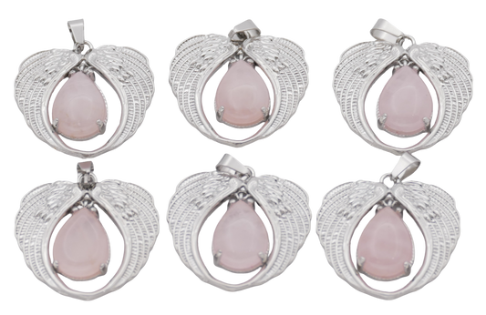 Rosenquarz Engelsflügel-Anhänger aus Edelstein (Set met 6 Stück)