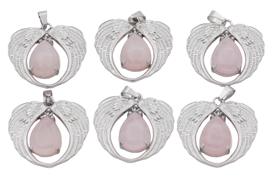 Rozenkwarts Hanger met Engelenvleugels (Set van 6 Stuks)