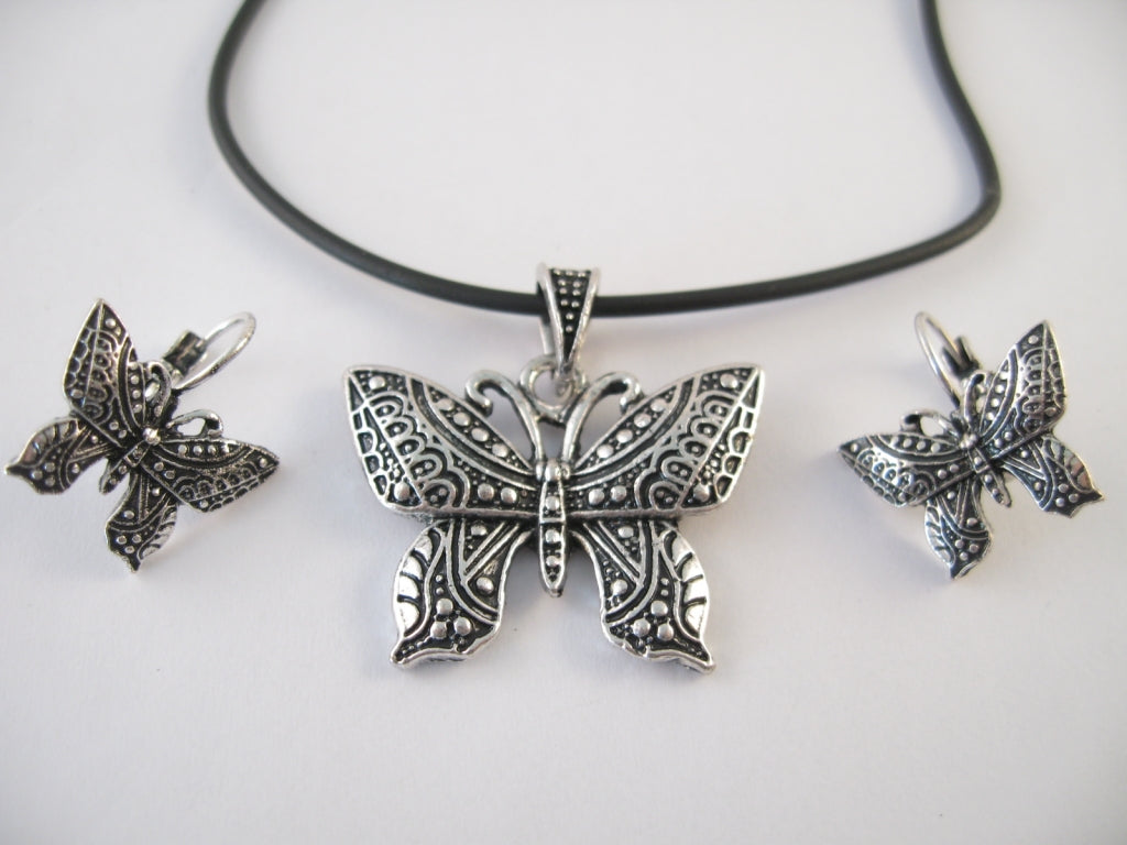 Schmetterling Kette en Ohrringe