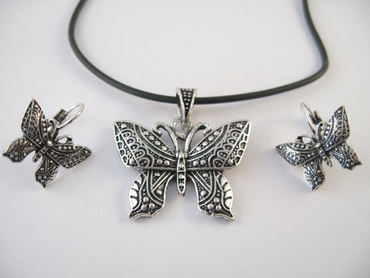 Schmetterling Kette en Ohrringe