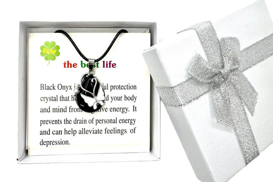 Schmetterlings-Edelsteinanhänger-Halskette - Onyx