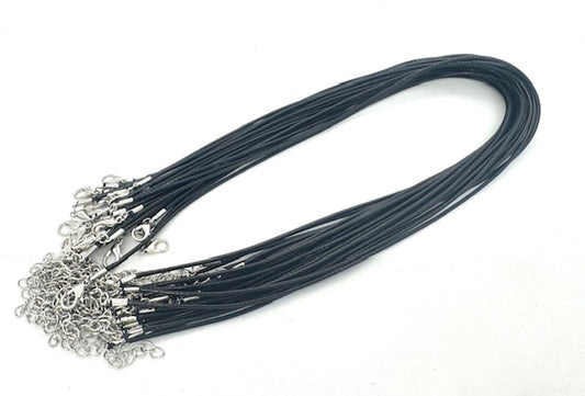 Schwarze Lederhalskette, 10er-set