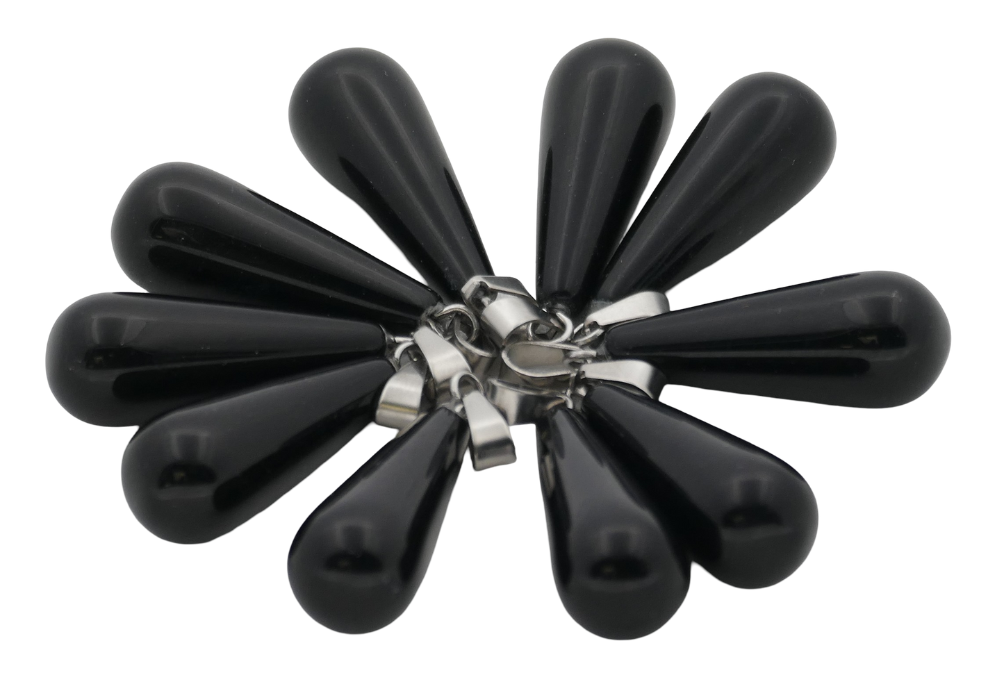 Schwarzer Onyx-Tropfenanhänger (10 Stück)