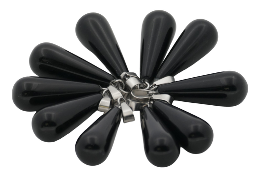 Schwarzer Onyx-Tropfenanhänger (10 Stück)