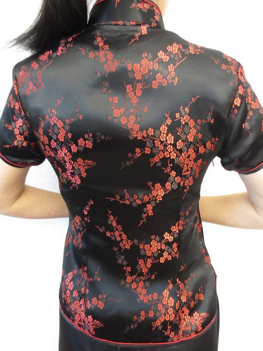 Shanghai Blouse bloesem zwart/rood - 34